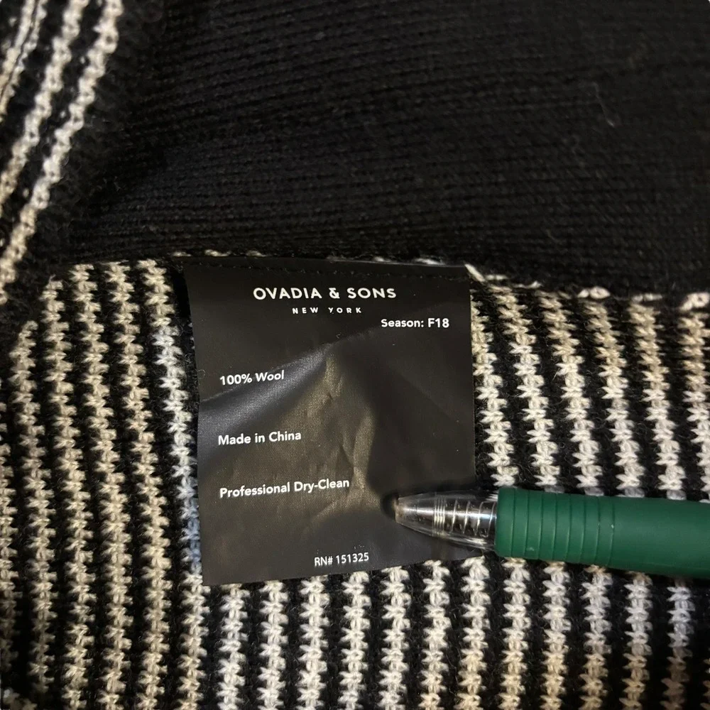 Ovadia & Sons New York Wool Striped Long Sleeve Knit‎ Henley Top Men's